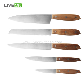 5 pcs Knife Set With Ash Wood Block